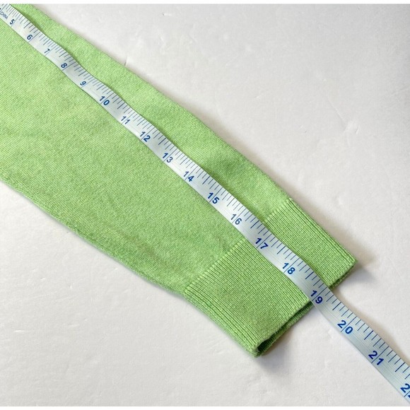 Talbots Cardigan Women M  Lime Green Yellow Argyle Cotton Silk Blend 3/4 Sleeve - Picture 13 of 14